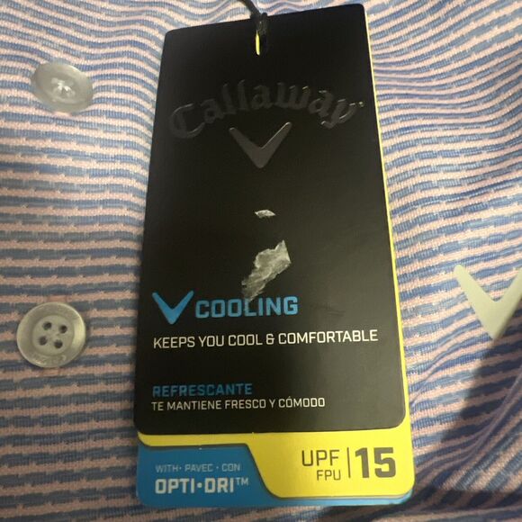 Callaway Shirt Men Size XL Pink Blue Opti Dri Golf Polo Performance - Picture 4 of 4